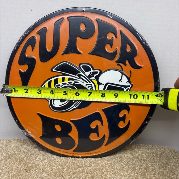 12" Dodge Mopar Super Bee Vintage Style Embossed Round Metal Sign Orange Black - Picture 3 of 3